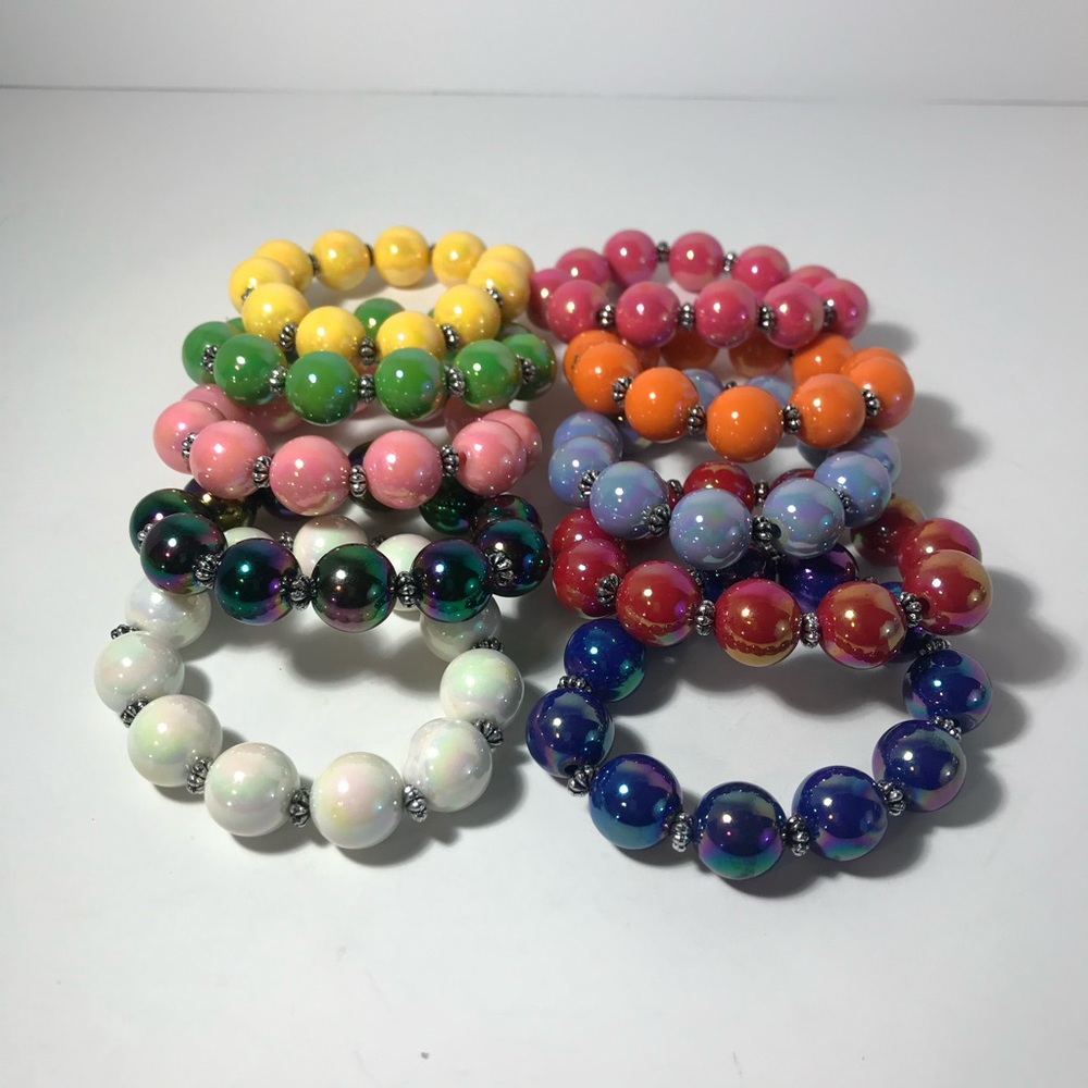 Costume Jewelry 10 Multi Color Wrist Bracelets